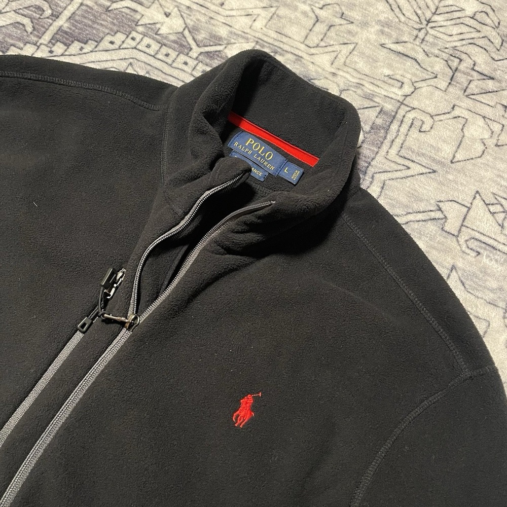 Polo Ralph Lauren Jacket Mens Large Gray Performance Fleece Pony Logo Full Zip